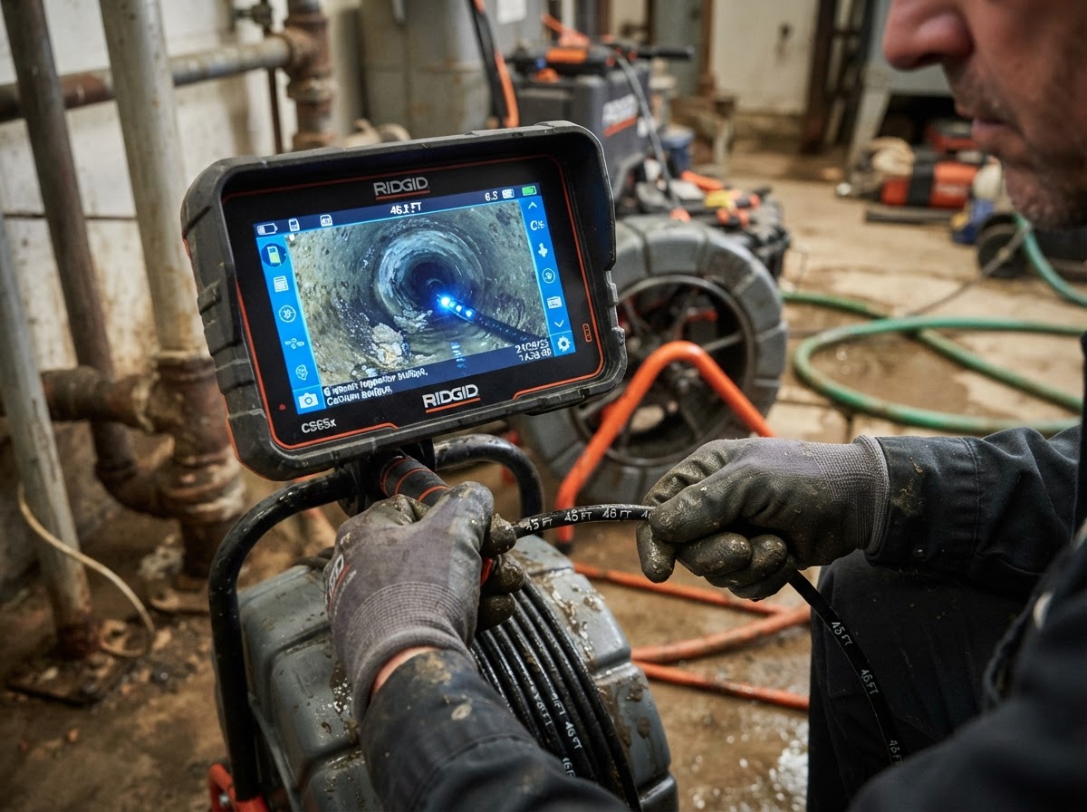 Illustration of a drain camera inspection
